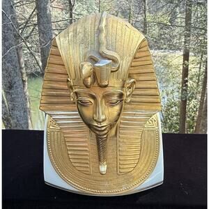 Vintage Gold Mask Of Tutankhamun, Lennox 1978 Damaged! Parts Project